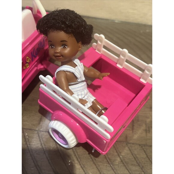 Vtg Barbie Tommy & Kelly Power Wheels Jeep Pink Black African American Dolls 90s - Picture 4 of 5
